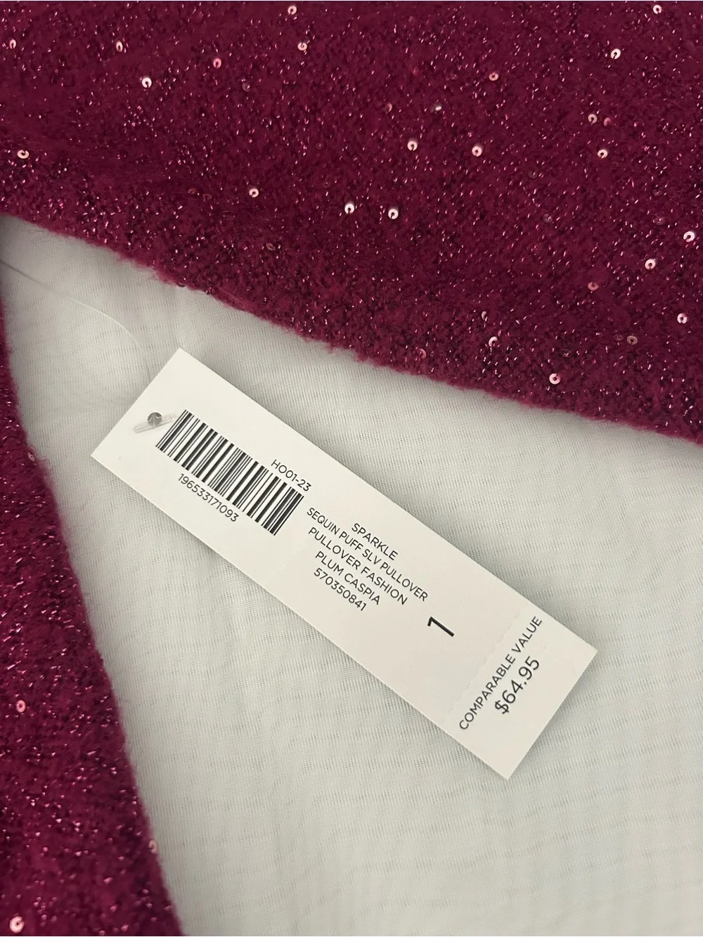 Chico's Sequin-Embellished Burgundy Sweater